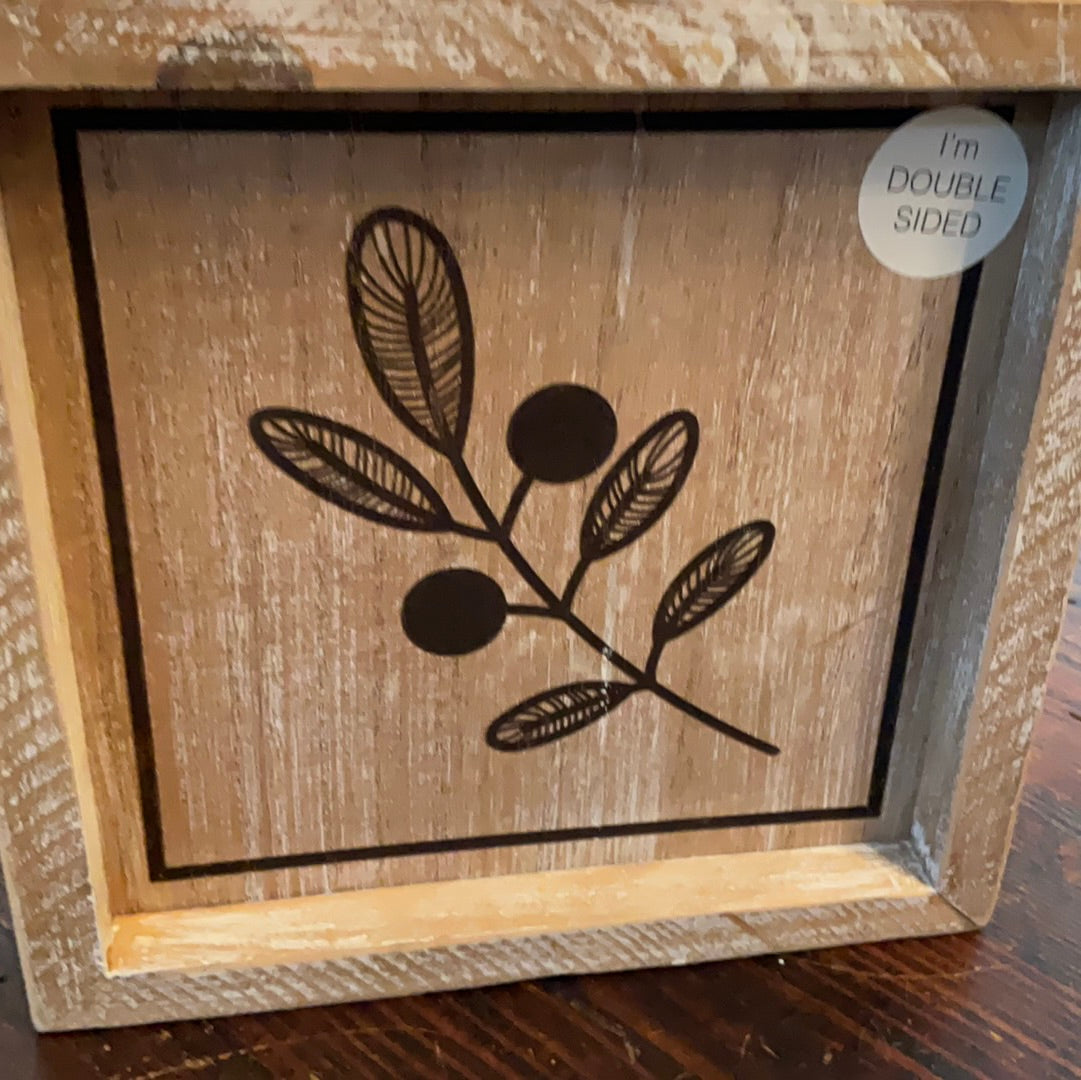Adams & Co Framed Wood Reversible Print - Leaves/Snowflake