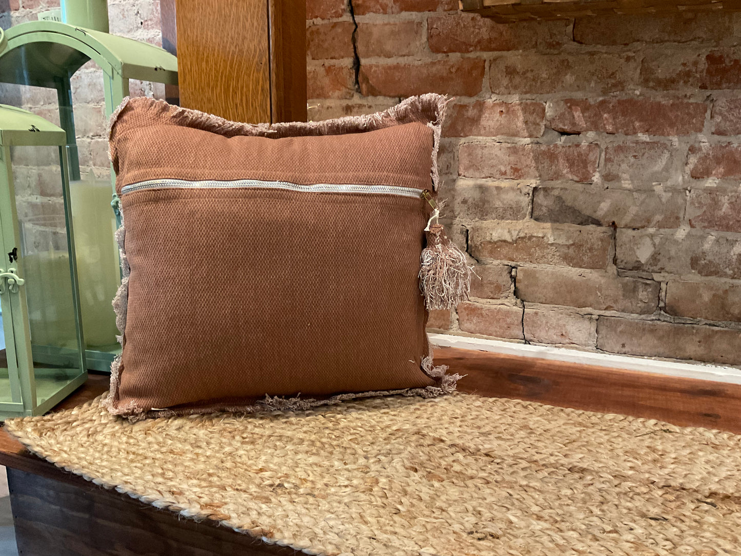 Audrey's Red Stone Washed Tassel Pillow