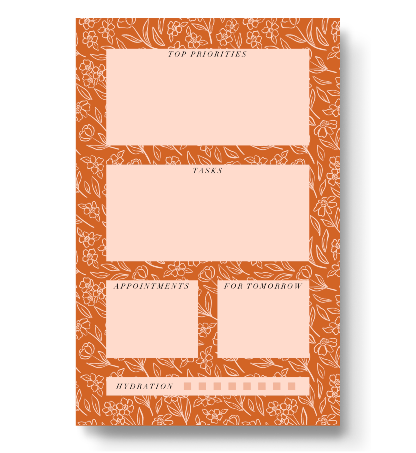 Elyse Breanne Design - Terracotta Floral Daily Planner Notepad, 8.5x5.5 in.