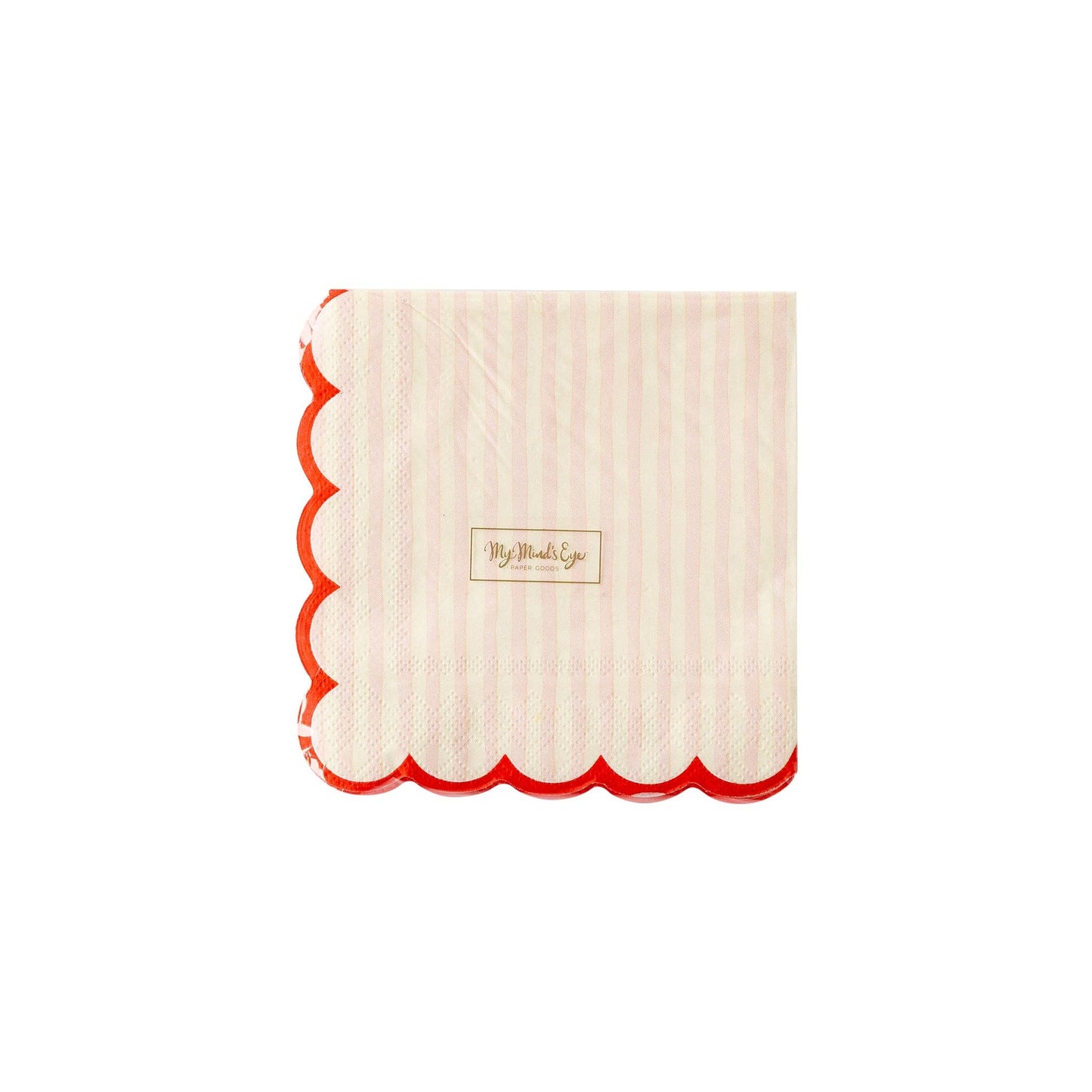 My Mind’s Eye - Valentine Pink Stripe Scallop Cocktail Napkin