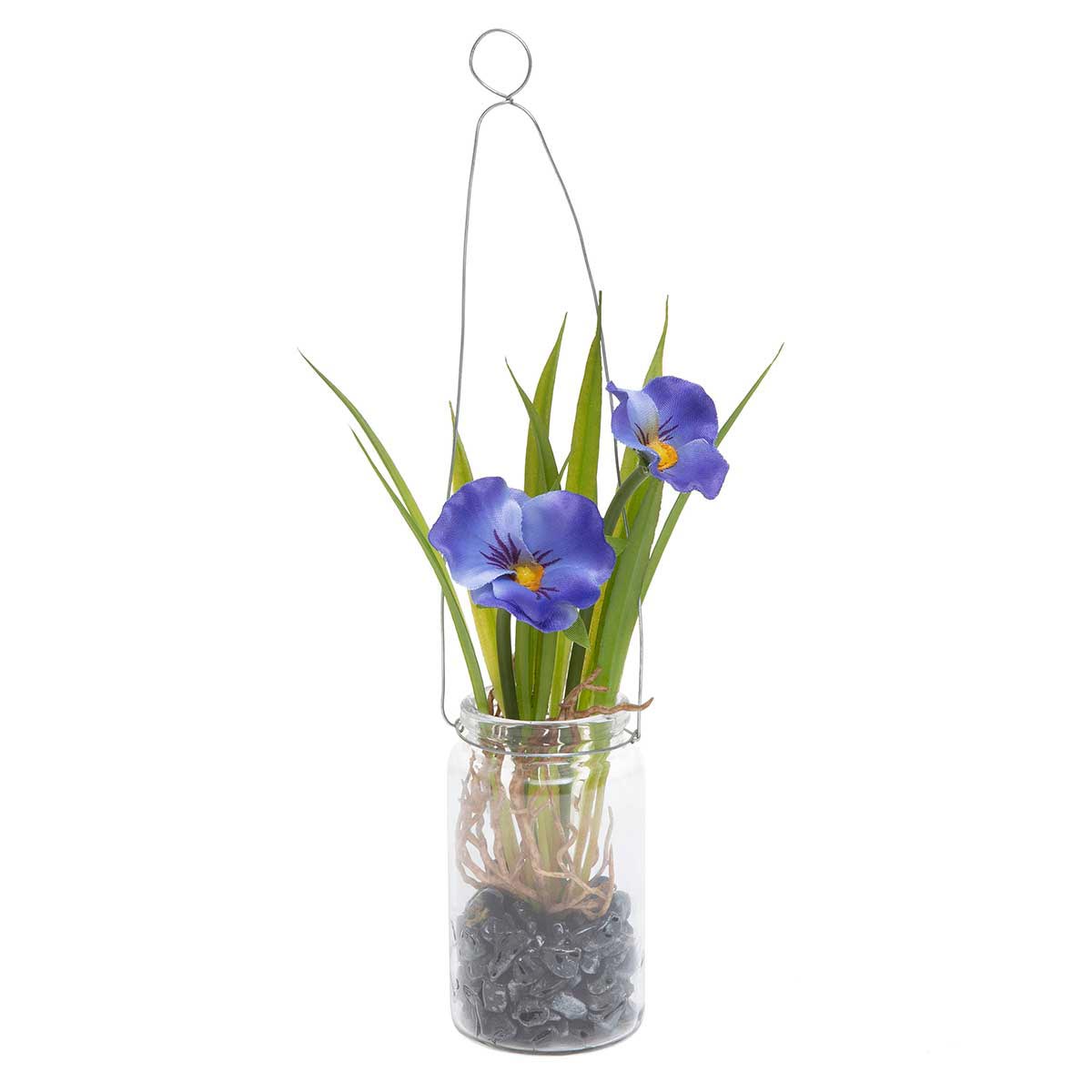 MeraVic Faux Pansy in Glass Bottle - Purple