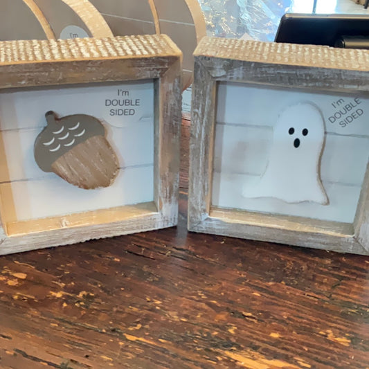 Adams & Co Framed Wooden Art - Acorn/Ghost