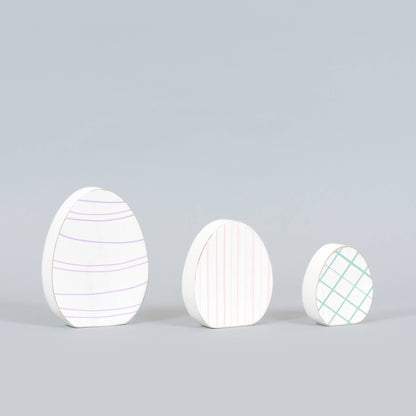 Adams & Co. -  4x5, 3x4, 2x3 set/3 wood Easter Eggs Spring decor