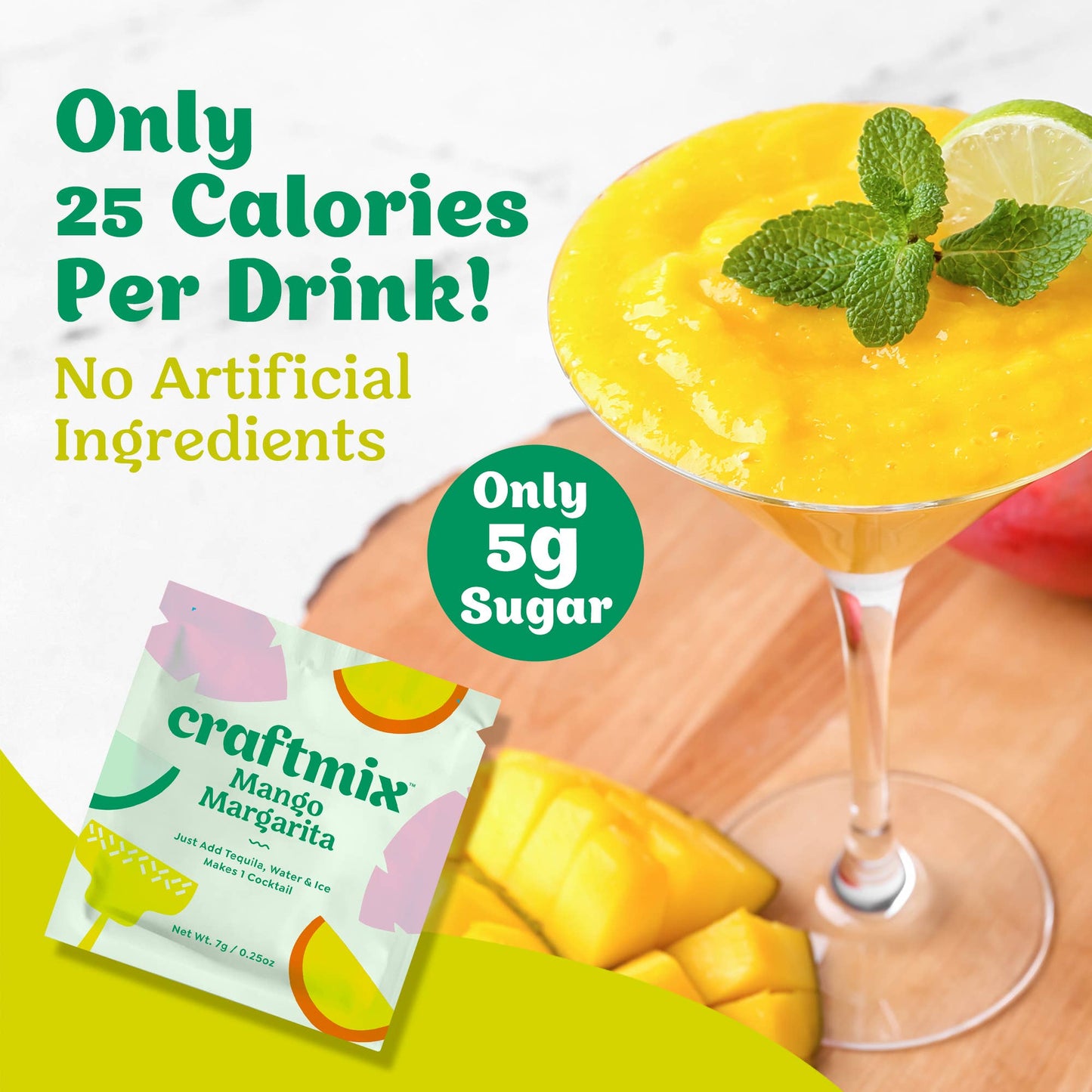 Craftmix - Mango Margarita Cocktail / Mocktail Mixer  - single serving pack