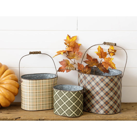 Audrey's Fall Plaid Nesting Tin - Small