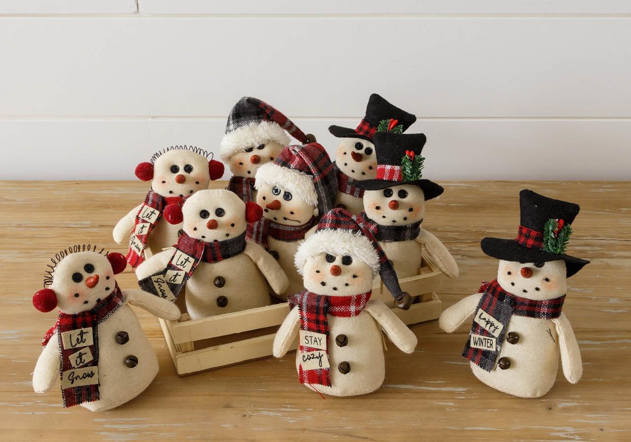 Audrey's Snowmen Wearing Plaid Scarves