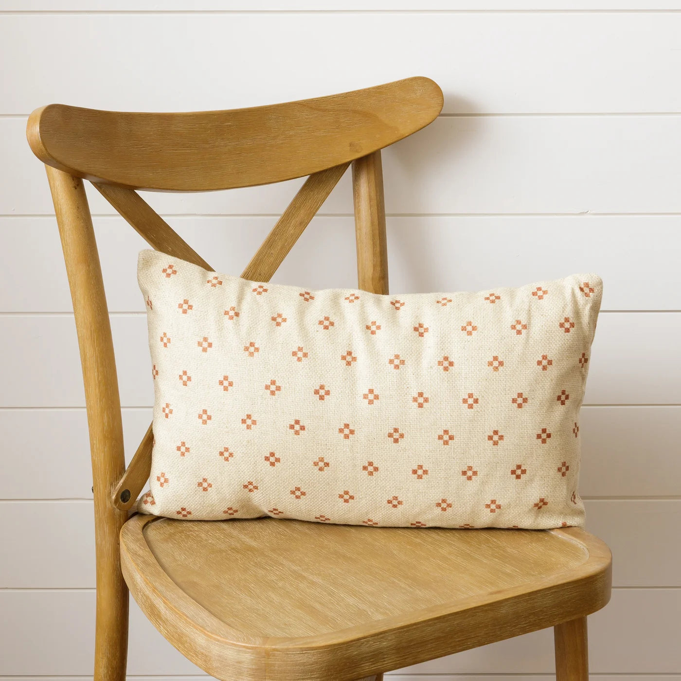 Audrey's Block Print Lumbar Pillow - Salmon