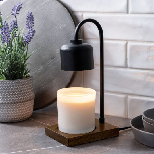 Boketto - Black & Wood Arched Candle Warmer Lamp