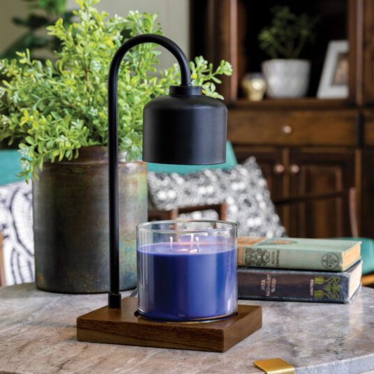 Boketto - Black & Wood Arched Candle Warmer Lamp