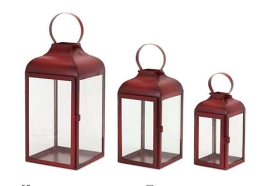 melrose red metal lantern