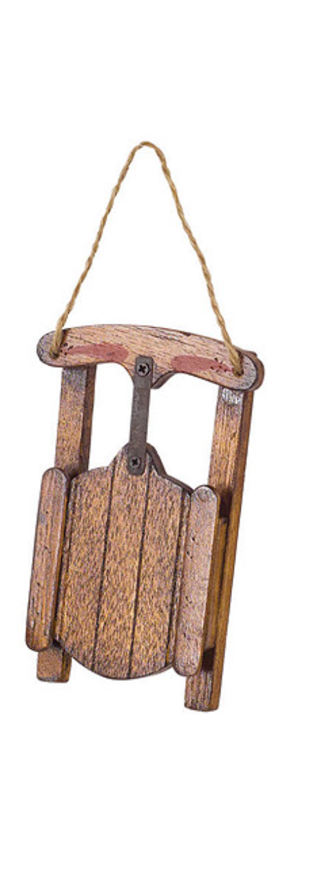 Melrose - Sled Ornament - Wooden Runner Sled