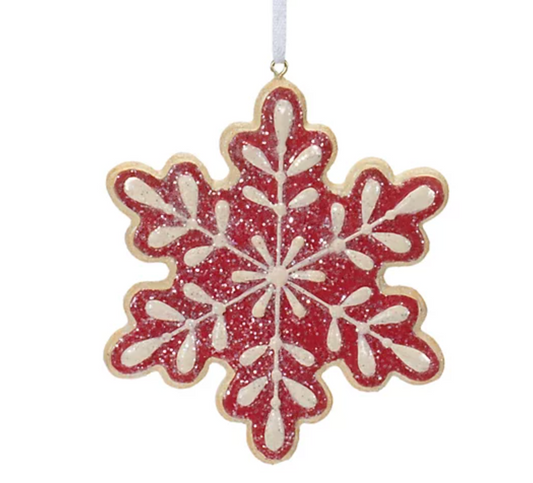 Melrose Gingerbread Cookie Ornament  - red with white