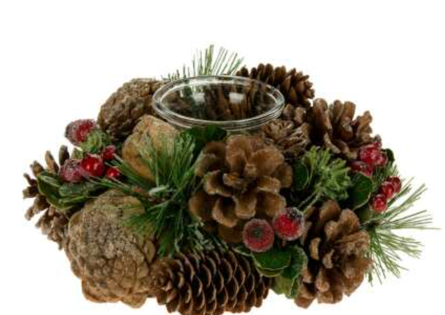 Christmas Tradition Pine Cone Candle Ring with Votive