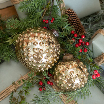 Ragon House - 3" GOLD HOBNAIL KUGEL ORNAMENT