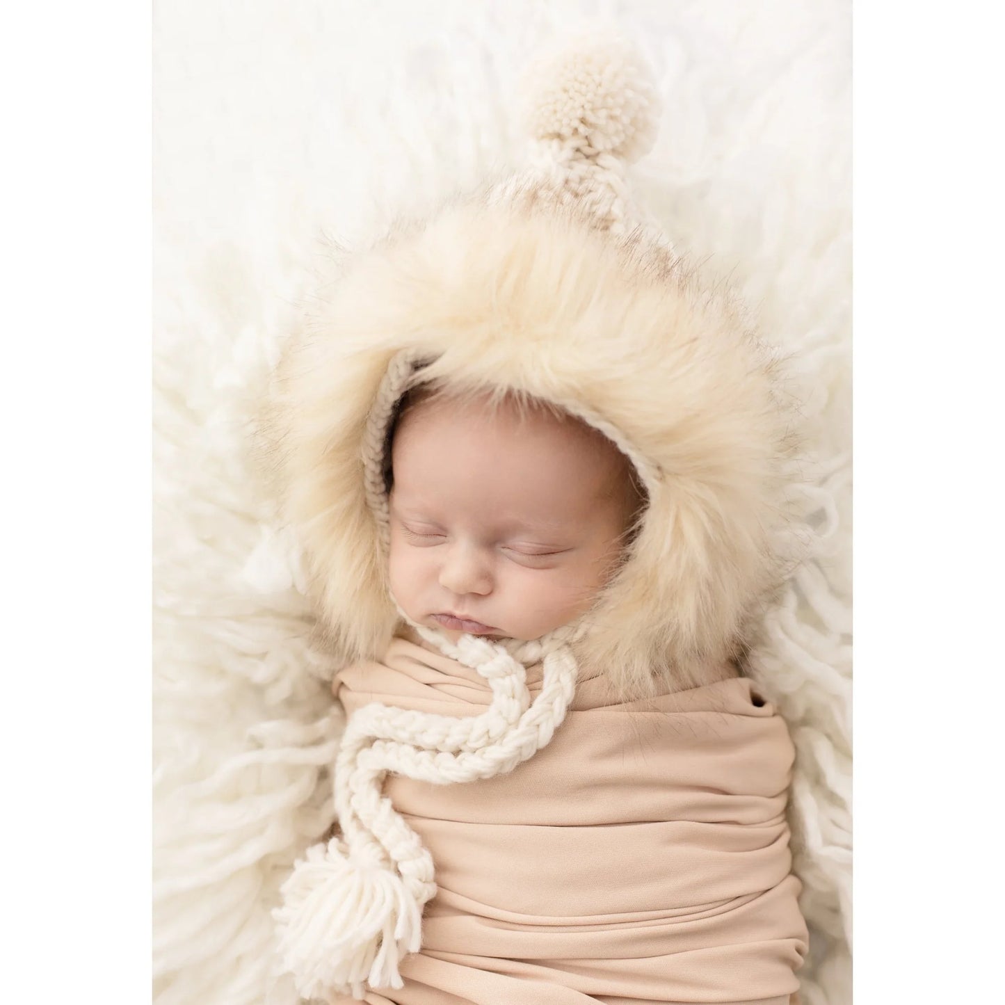 Huggalugs Fur Bonnet in Natural