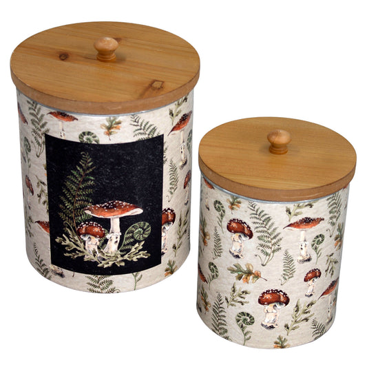 WT Collection - "Grow Wildly" Mushroom Print Jars with Wood Lid