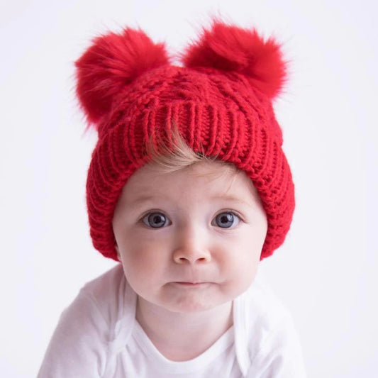 Huggalugs Red Fluffer Beanie Hat