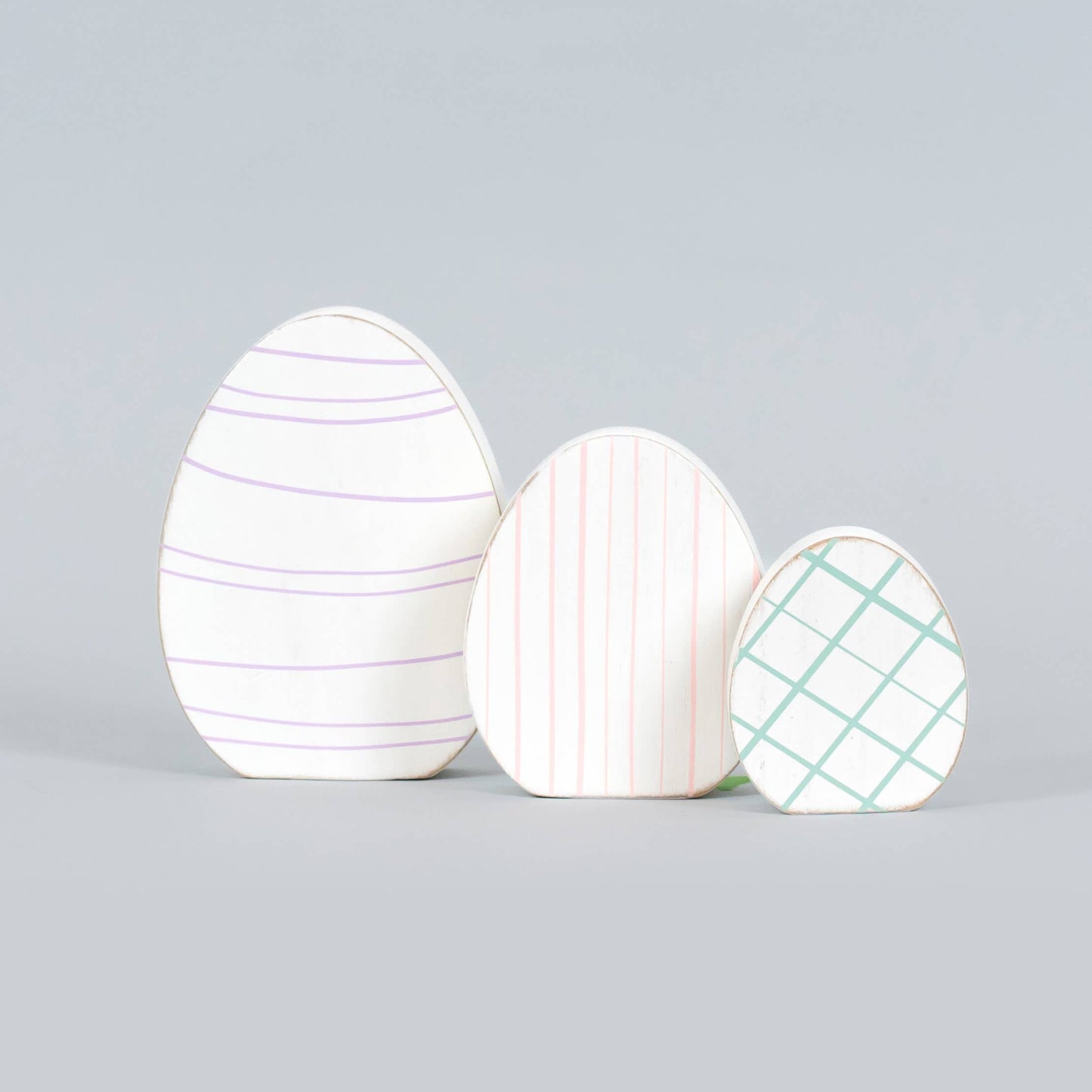 Adams & Co. -  4x5, 3x4, 2x3 set/3 wood Easter Eggs Spring decor