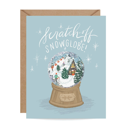 Inklings Paperie - Alpine Snow Globe Scratch-off Holiday Card