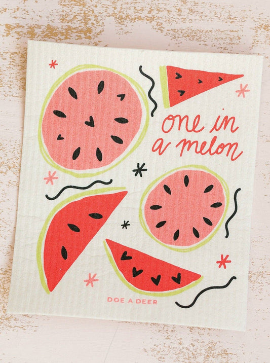Doe A Deer - One In A Melon Swedish Dishcloth |Watermelon, Summer, Picnic