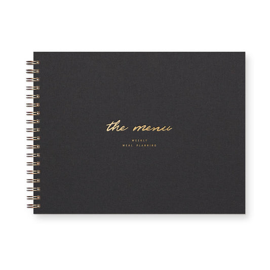 Ruff House Print Shop - The Menu Weekly Meal Planner: Peppercorn Linen Cover | Gold Foil Ink
