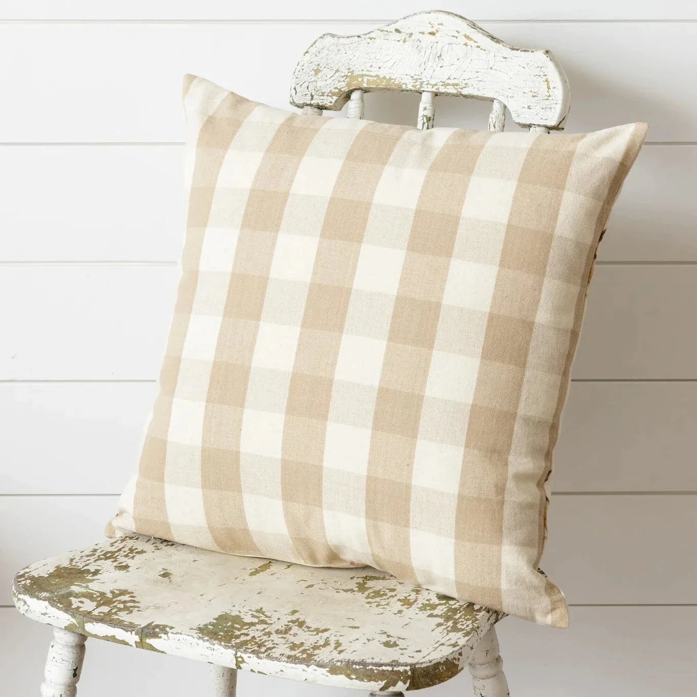 Audrey's Reversible Pillow - Rabbit And Tan / Linen Check