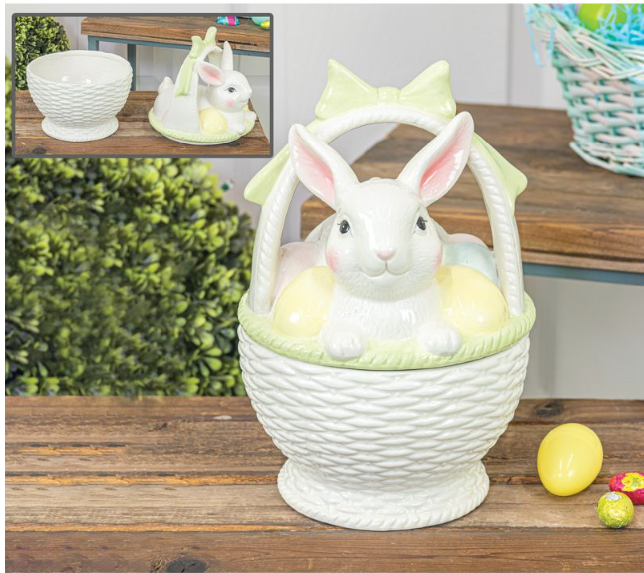 Hannas Easter Bunny Candy Basket - Ceramic