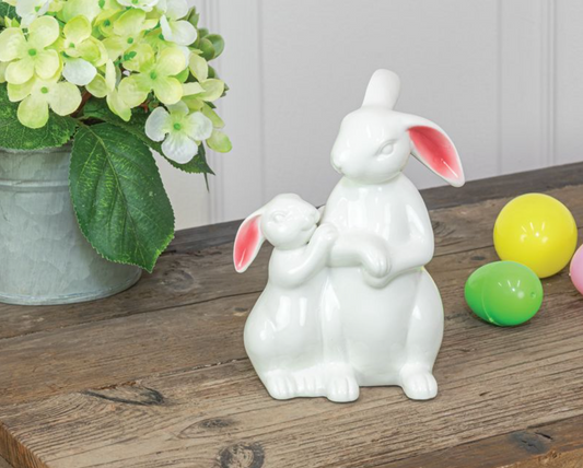 Hannas Bunny & Child - White Ceramic