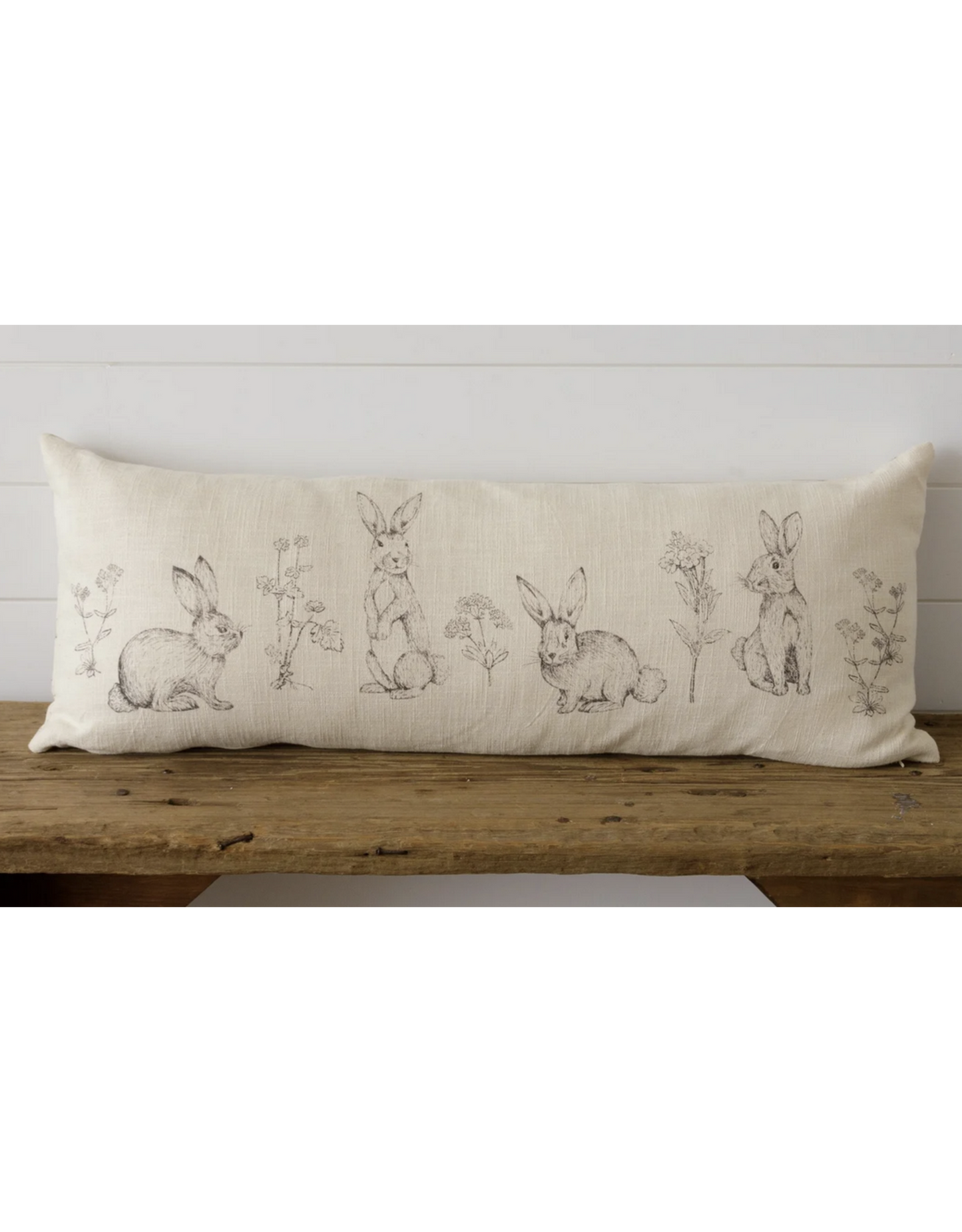 Audrey's Lumbar Pillow - Rabbit and Wildflowers