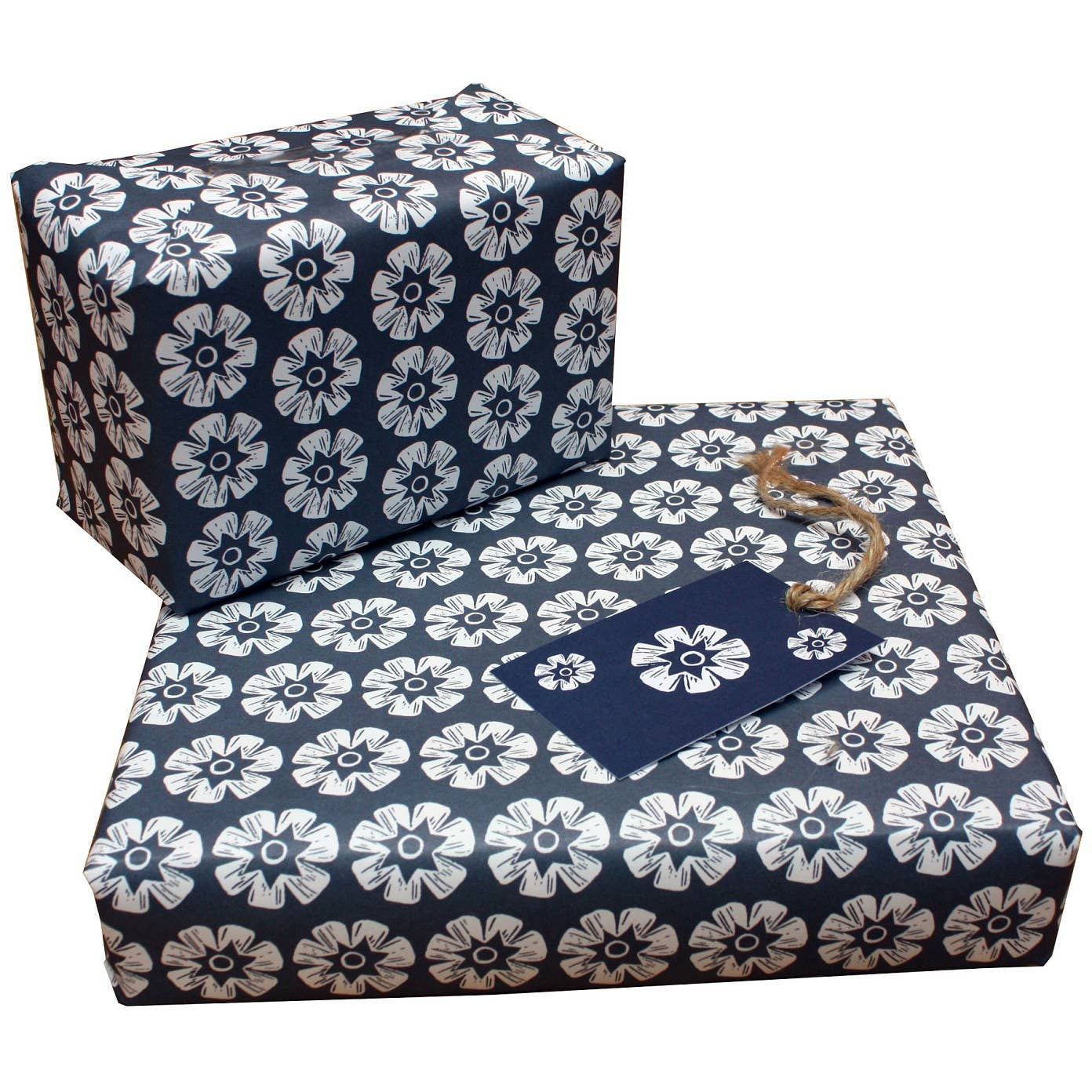 Woodblock Flowers Wrapping Paper • 100% Recycled • Vegan Ink