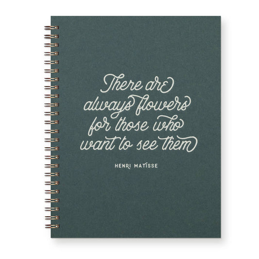 Ruff House Print Shop - Always Flowers Journal: Lined Notebook: Forest Green Cover | White Ink