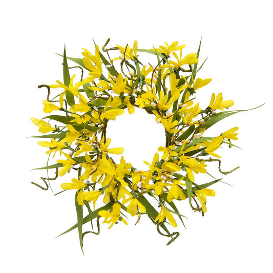 MeraVic Faux Forsythia Candle Ring - Yellow