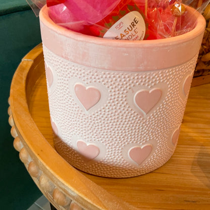 Valentine Pink Plant Pot with Hearts