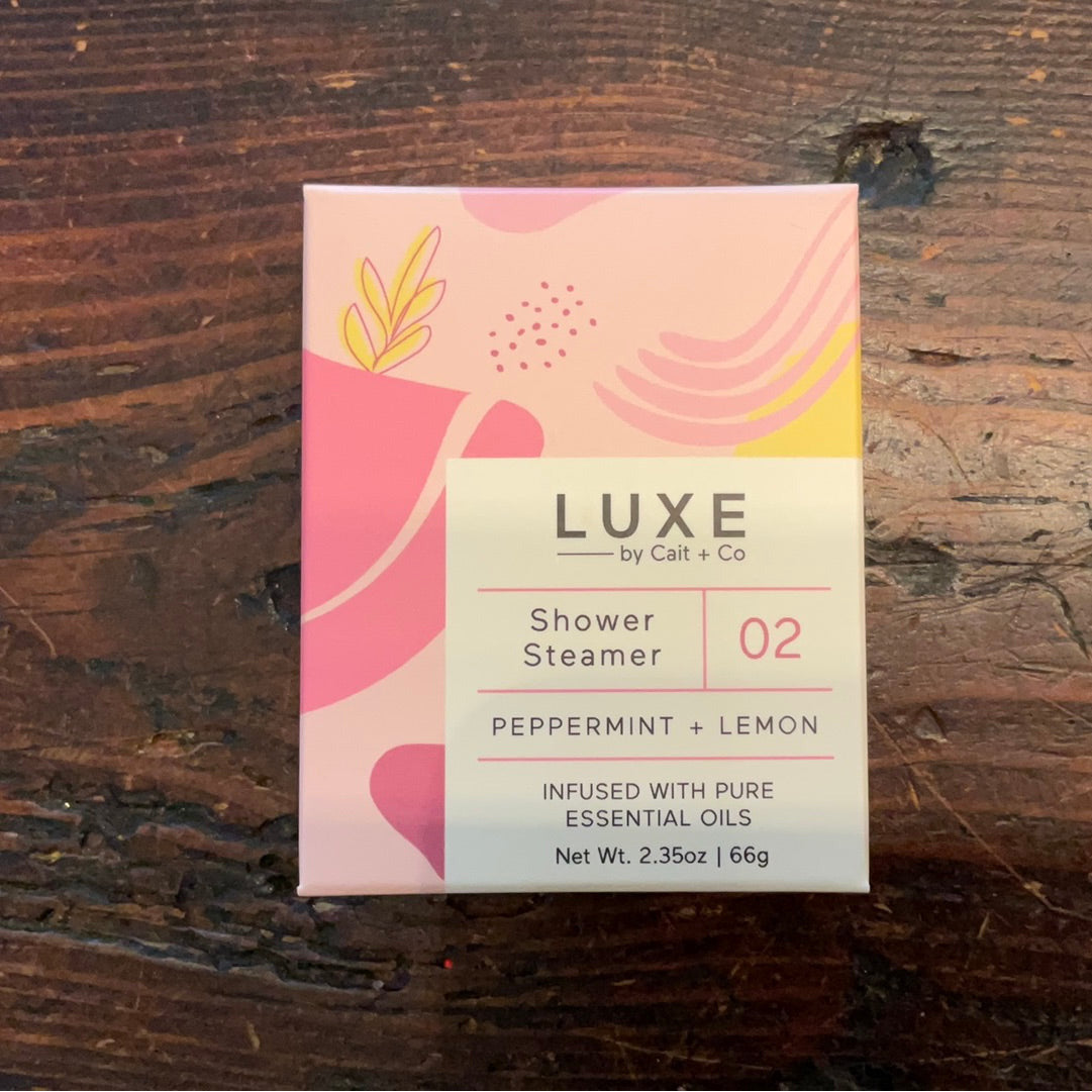02  LUXE Peppermint + Lemon Shower Steamer Fizzy Bomb - Cait + Co
