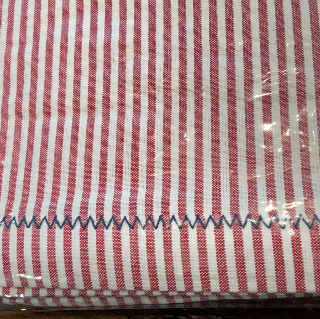 Tableau Red Seersucker Stripe Table Scarf