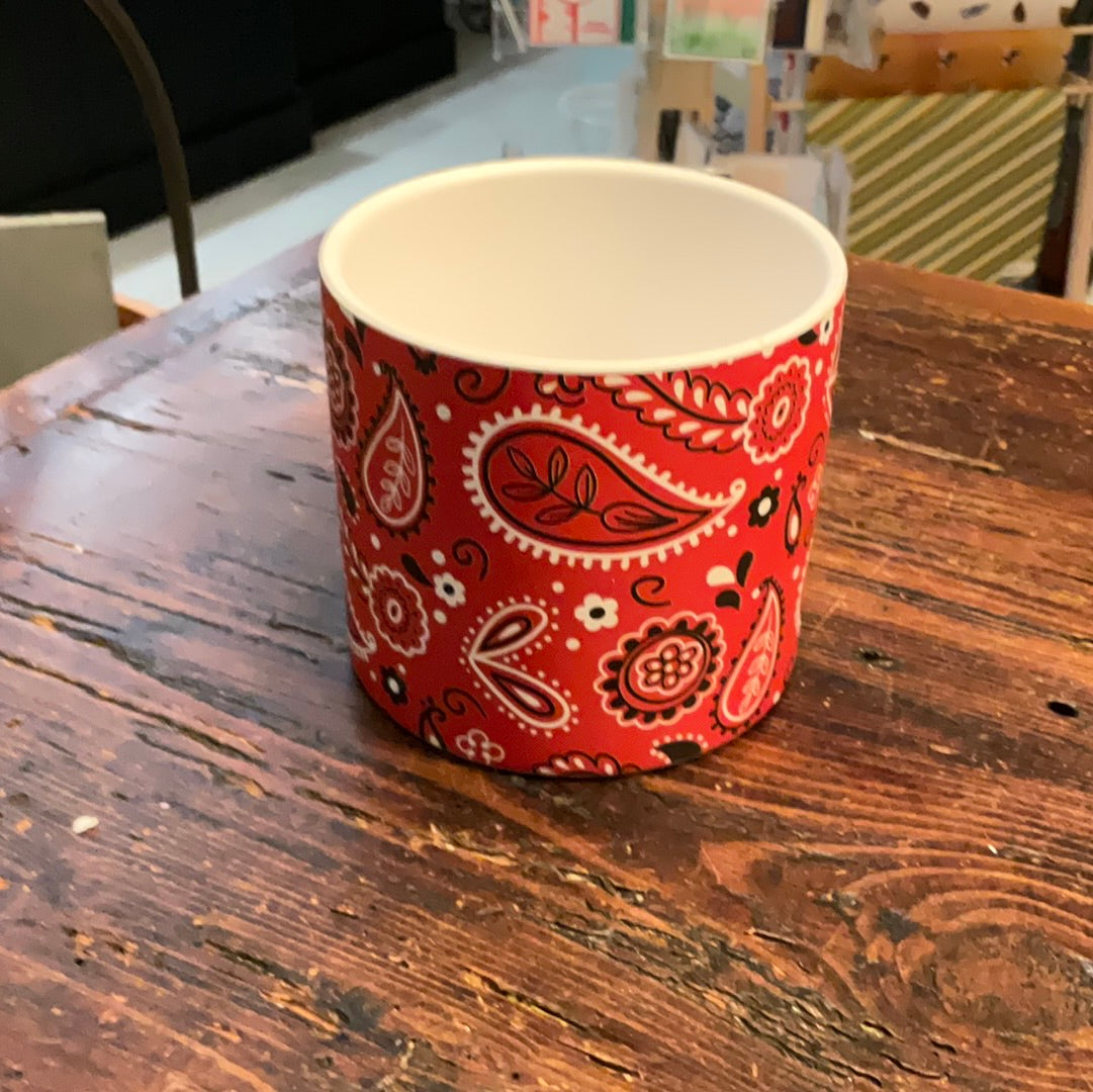 MeraVic Bandana, Red & White 5" Ceramic Pot