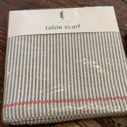 Tableau Navy Seersucker Stripe Table Scarf