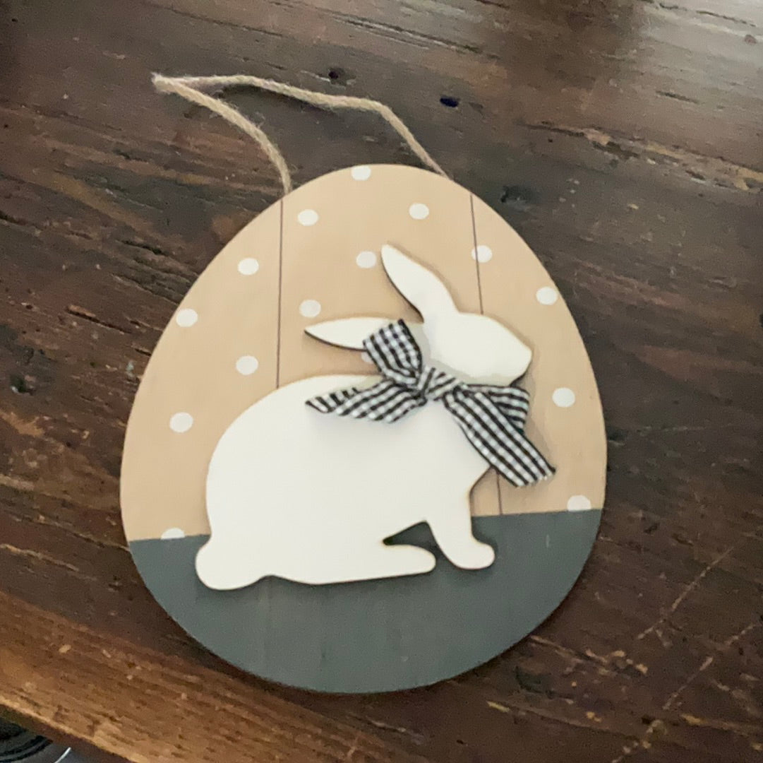 Meravic Wooden Bunny Egg Hanger - white bunny