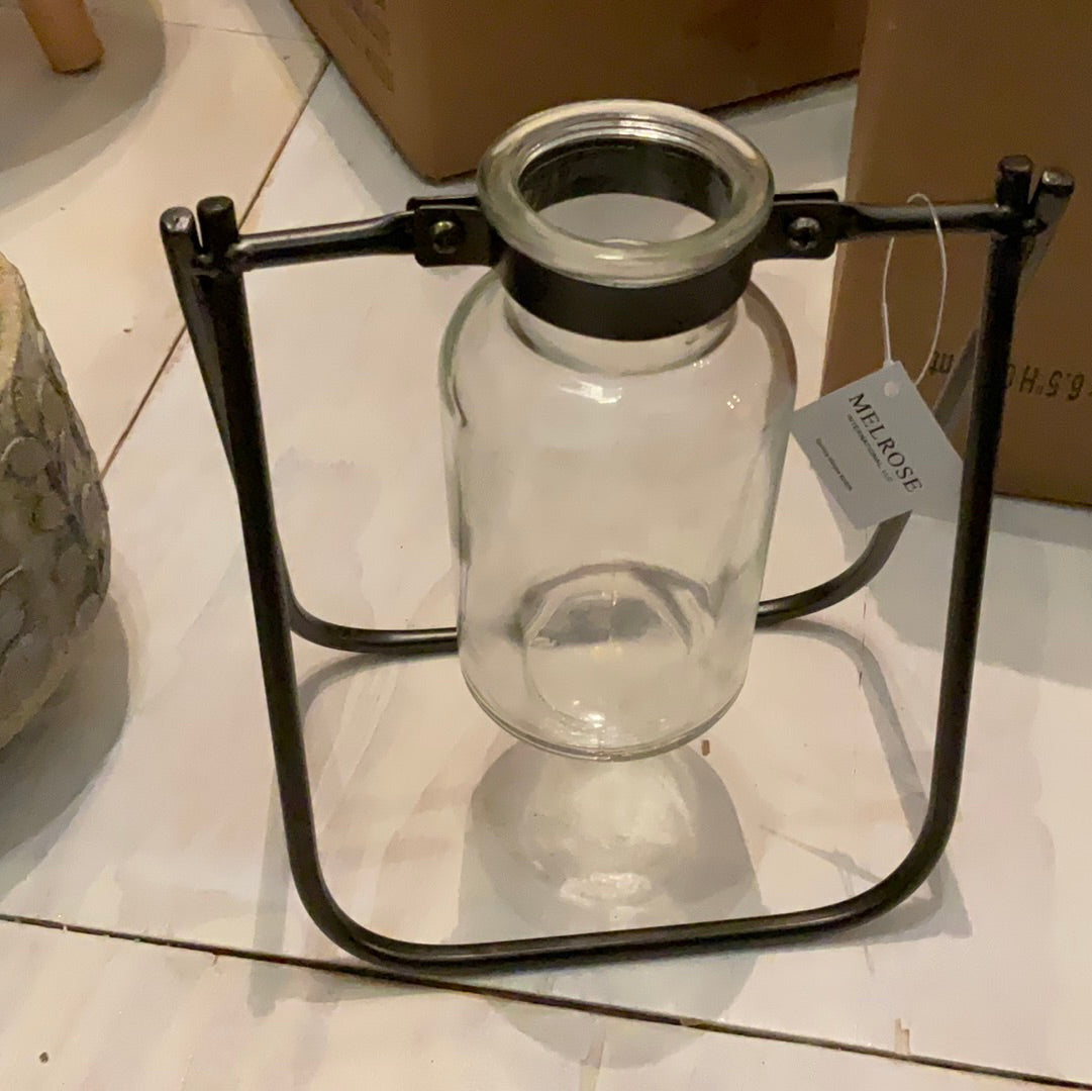 Glass Vase w/ Iron Stand