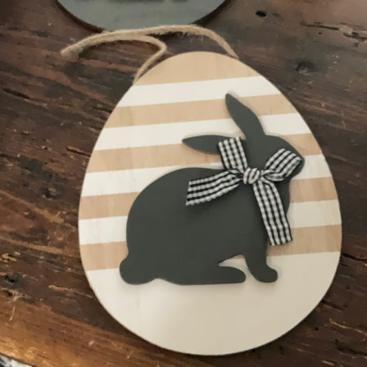 Meravic Wooden Bunny Egg Hanger - black bunny