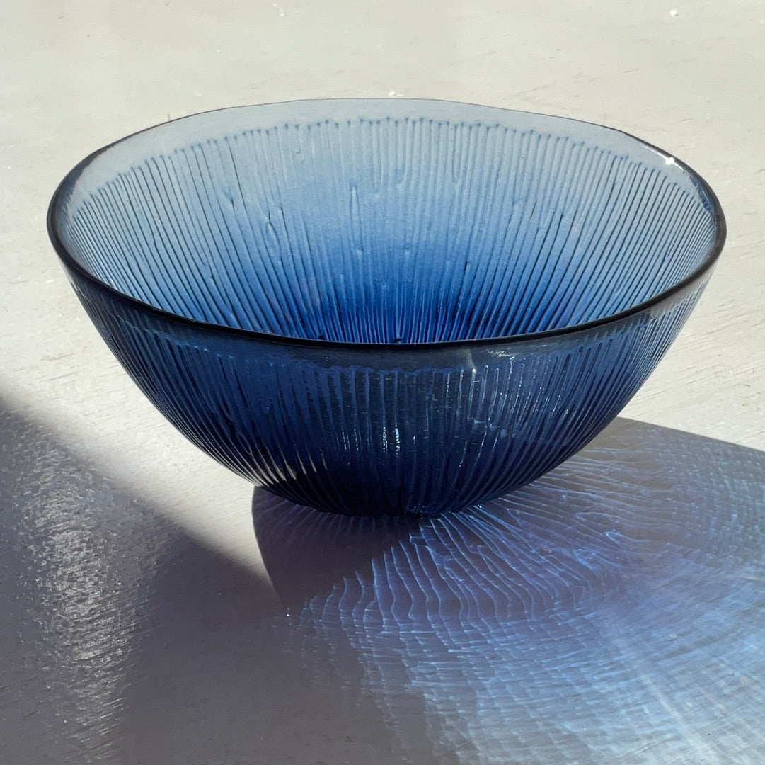 Tableau Blue Textured Glass Bowl