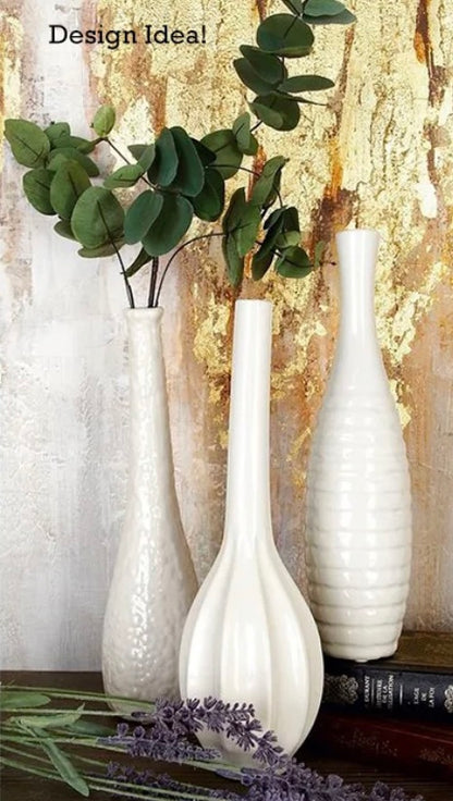 Wills White Ceramic Bottleneck Vase - Stippled