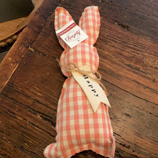 Audreys Fabric Bunny - Pink Check- “Happy”