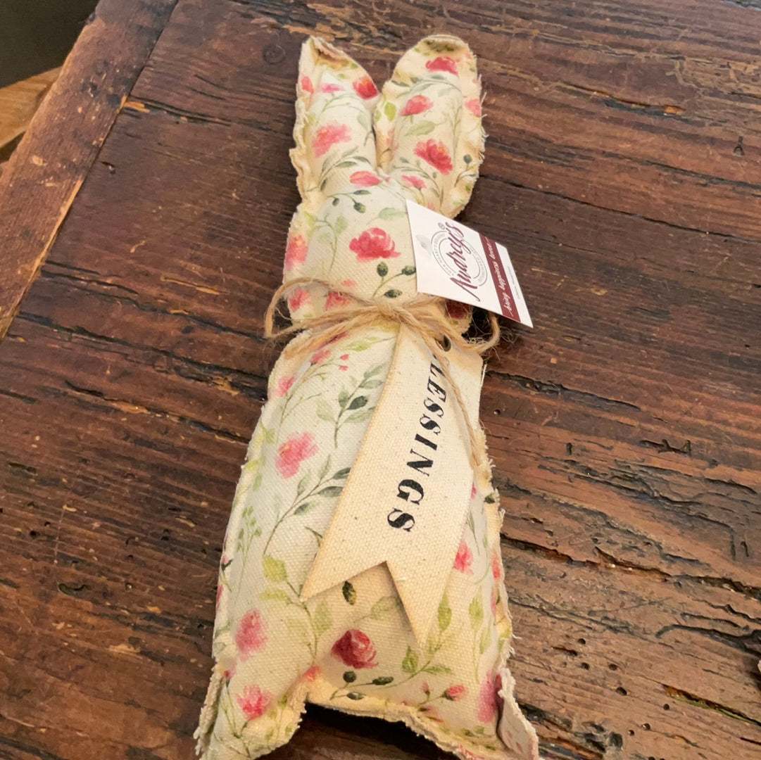Audreys Fabric Bunny - Pink and Green Floral “Blessings”