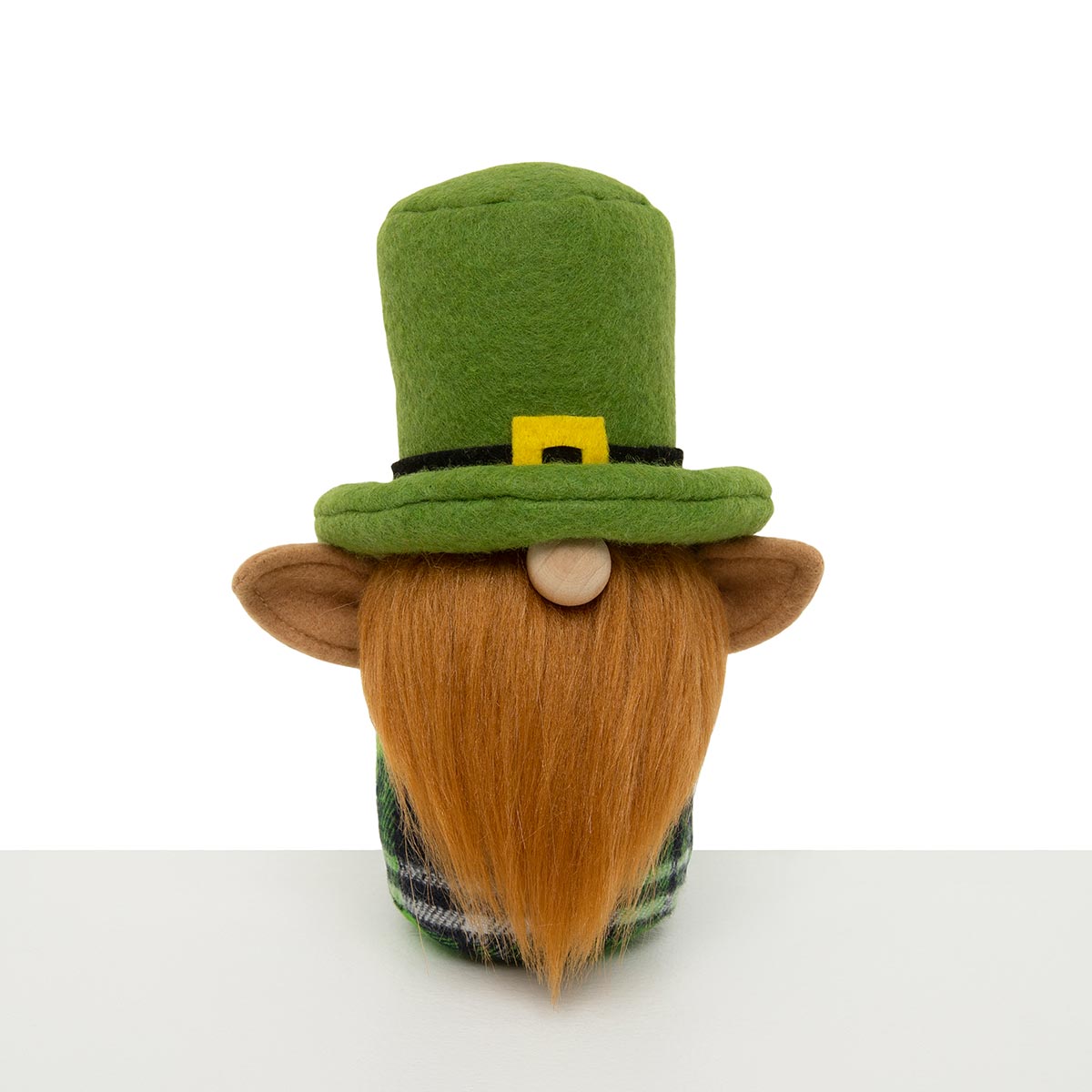LEPRECHAUN GNOME - GREEN WITH BUCKLE HAT & WOOD NOSE