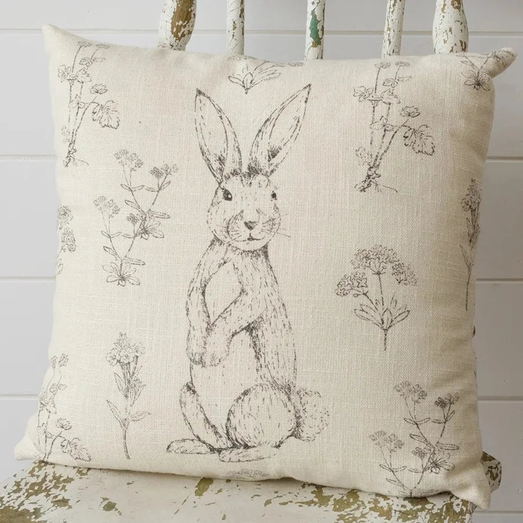 Audrey's Pillow - Rabbit and Wildflowers