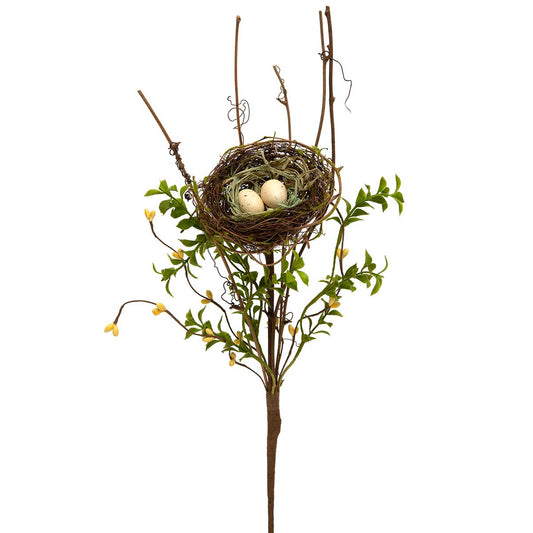 MeraVic Faux Nest with Twig 21" Spray - Yellow