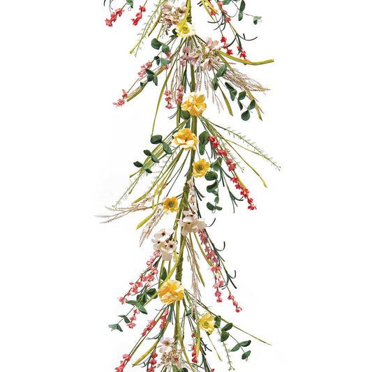 MeraVic Faux Wildflower Whimsy 5 ft. Garland